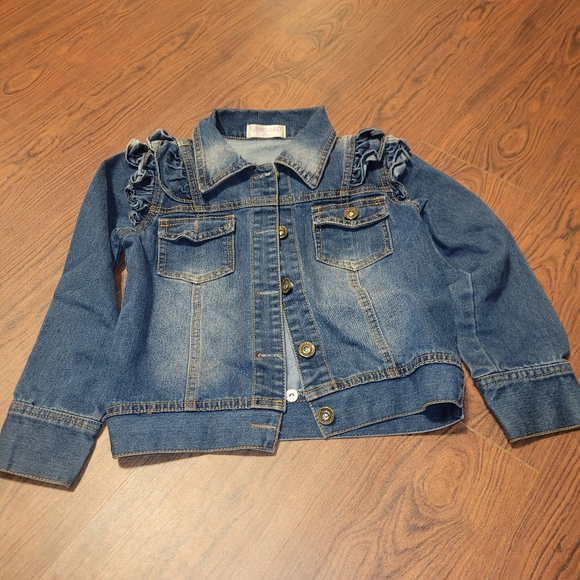 Jean jacket with ruffle embellishments kids size 120 - Picture 1 of 4